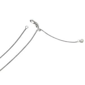 1mm 14k White Gold Adjustable Diamond Cut Wheat Chain, 30 Inch